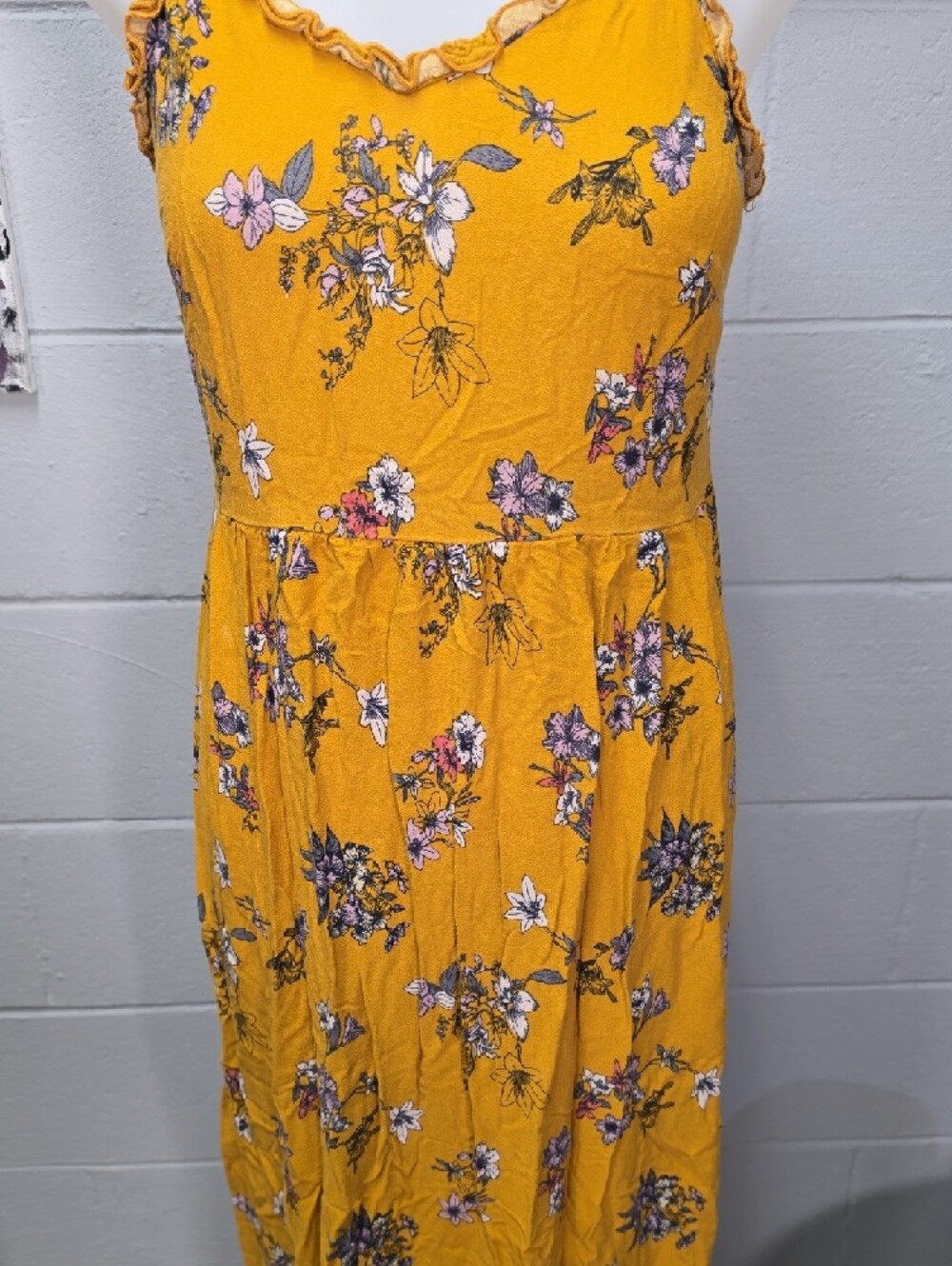 Xhilaration Mustard Yellow Floral Maxi Dress - Picture 3 of 10